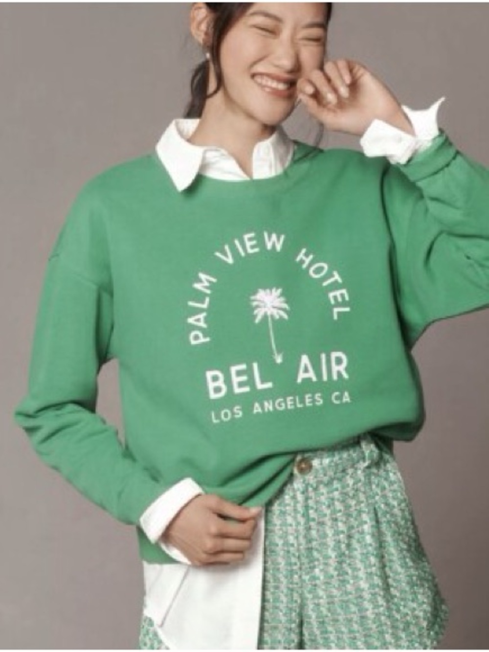 Maeve Green Palm View Hotel 'Bel Air' Graphic Sweatshirt